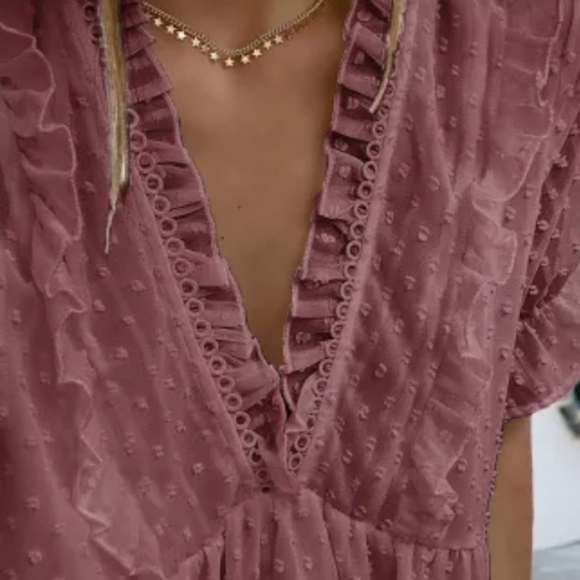 🔥🎉HP🎉😊New boutique Vneck swiss dot blouse - Picture 5 of 10